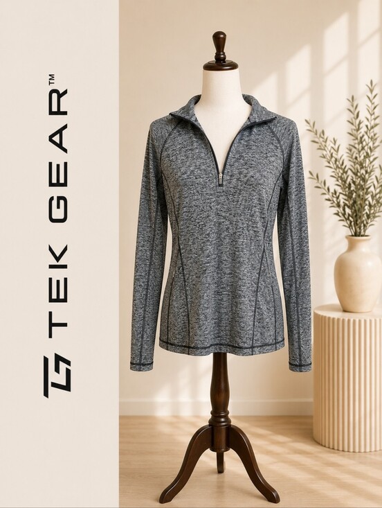 tek gear Tops - TitleTEK GEAR Dry Tek Women’s Heather Gray 1/4 Zip Performance Pullover – XL